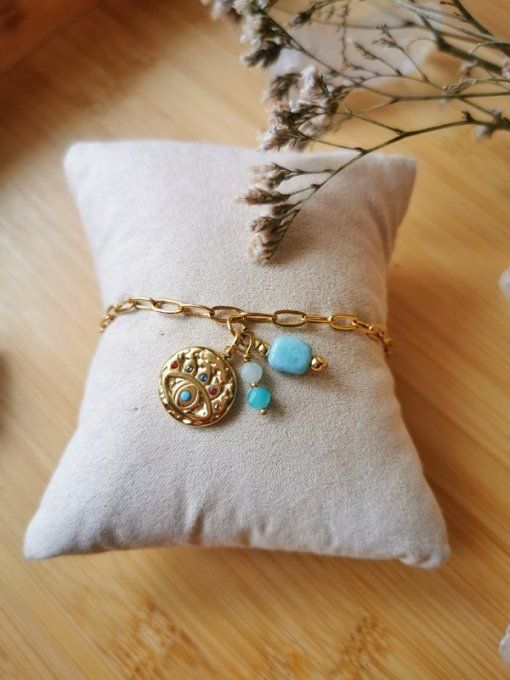 Bracelet Amulette Larimar et Amazonite