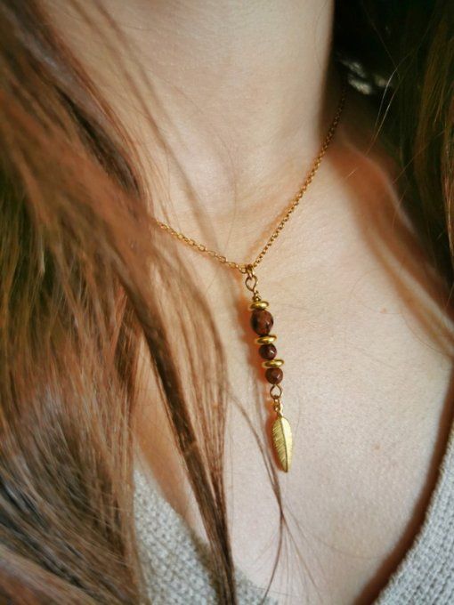 Collier "arrow" en obsidienne acajou