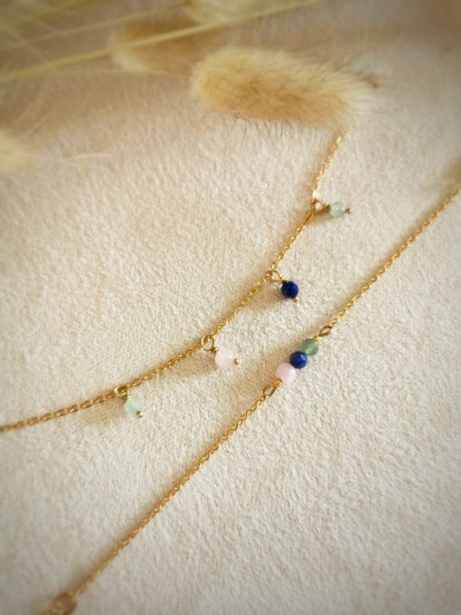 Bracelet collection printemps, aventurine, quartz rose et lapis lazuli
