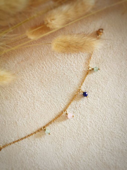 Bracelet collection printemps, aventurine, quartz rose et lapis lazuli