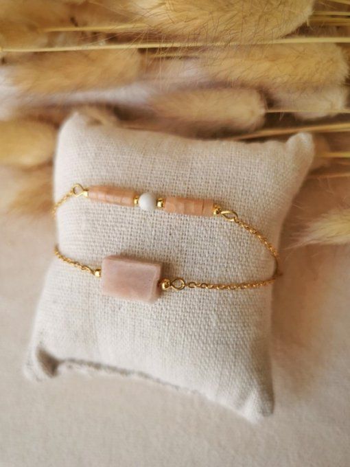 Bracelet "Ella" pierre de soleil et howlite
