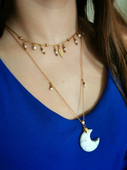 Collier Moon en Howlite