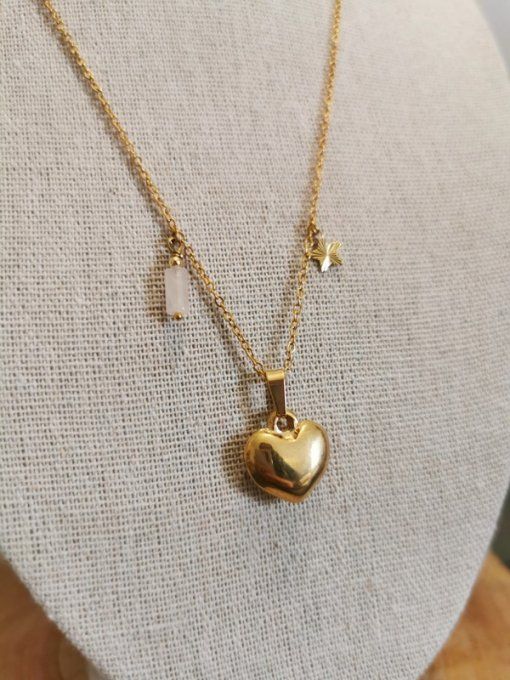 Collier "venus" avec quartz rose
