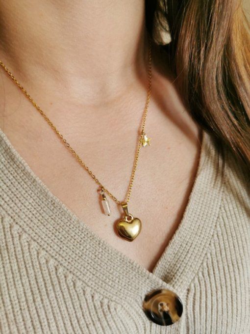 Collier "venus" avec quartz rose