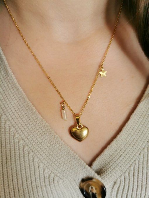 Collier "venus" avec quartz rose