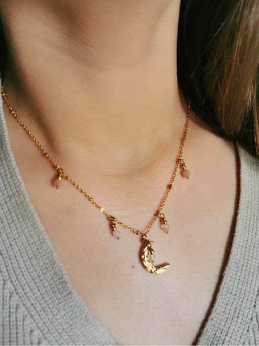Collier séléné pierre de soleil et péristérite