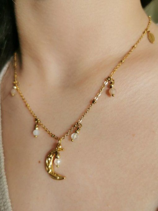 Collier séléné pierre de soleil et péristérite