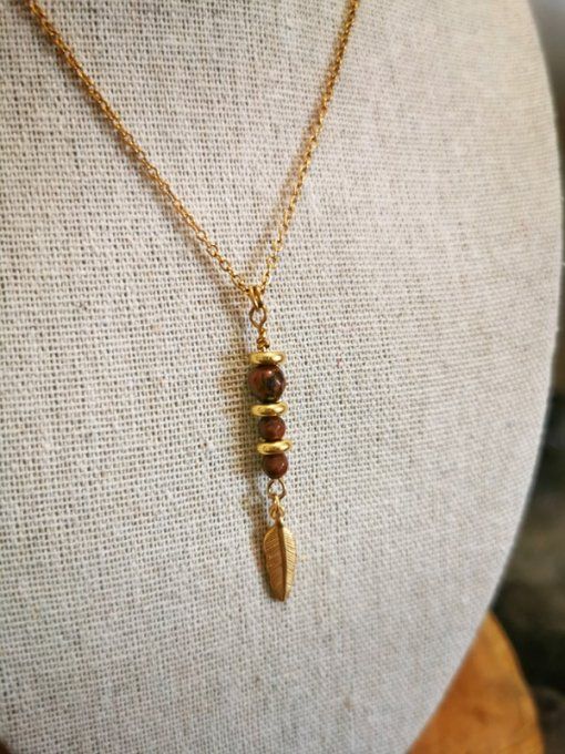 Collier "arrow" en obsidienne acajou