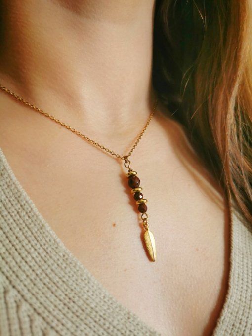 Collier "arrow" en obsidienne acajou