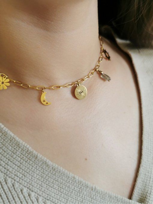 Collier ras cou "astraé" avec labradorite