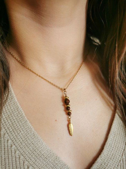 Collier "arrow" en obsidienne acajou