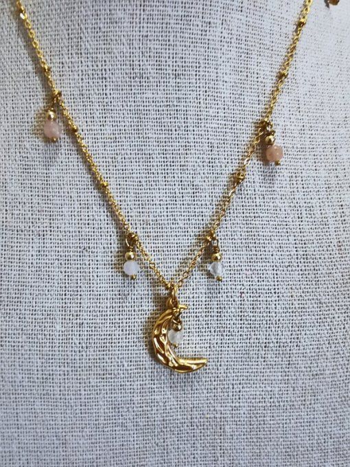 Collier séléné pierre de soleil et péristérite