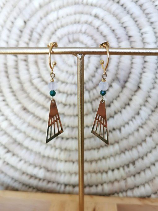Boucles d'oreilles " Estella", péristérite et malachite