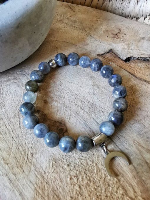 Bracelet lune labradorite