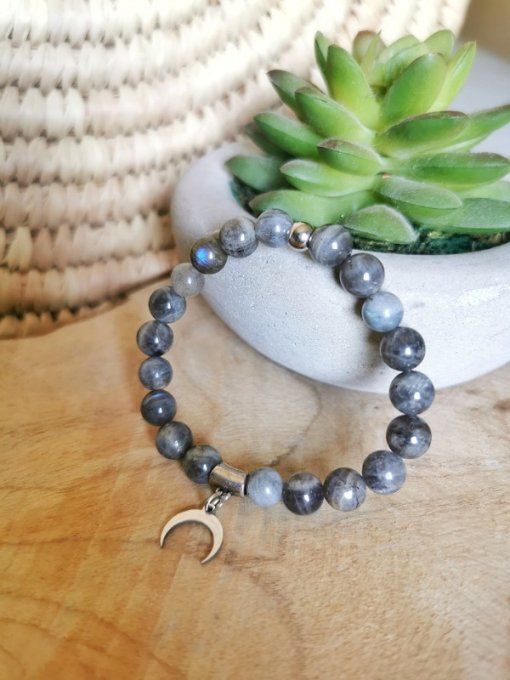 Bracelet lune labradorite