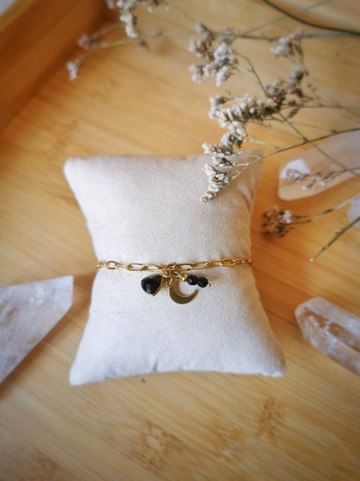 Bracelet amulette Onyx( Agate noire)