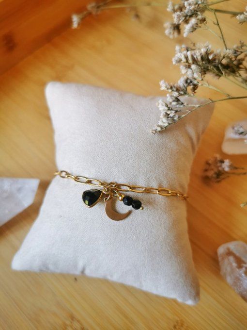 Bracelet amulette Onyx( Agate noire)
