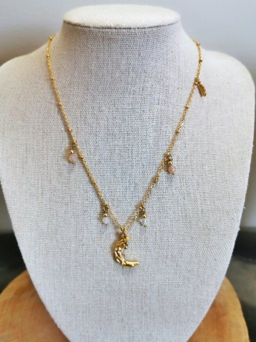 Collier séléné pierre de soleil et péristérite