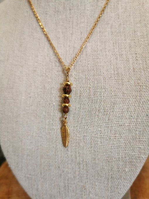 Collier "arrow" en obsidienne acajou
